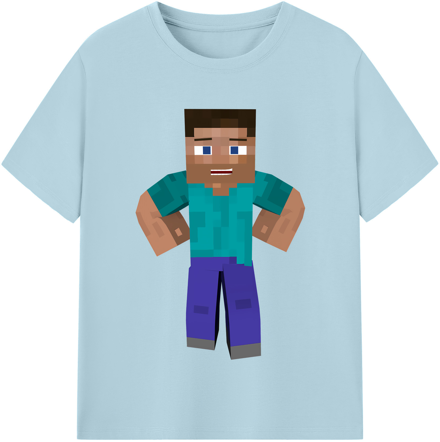 （画像用） マインクラフト ブロックの世界 Minecraft MC Block world 綿100％半袖Tシャツ（フロントプリント）